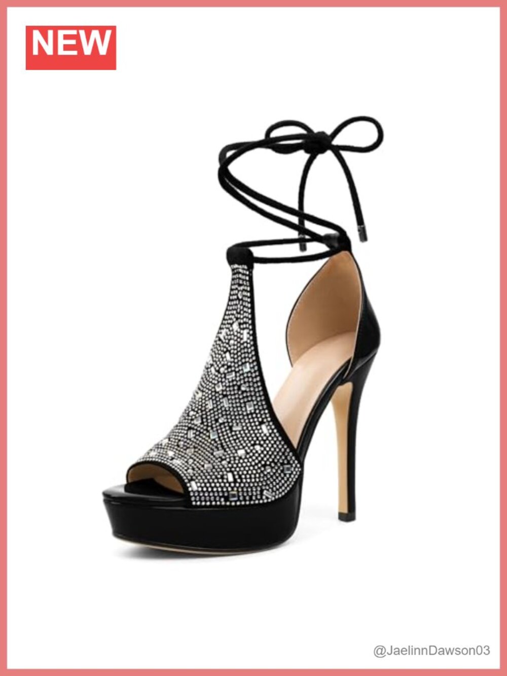 Strappy Lace Up Platform Stiletto Heels Rhinestone Evening Pumps Party Sandals